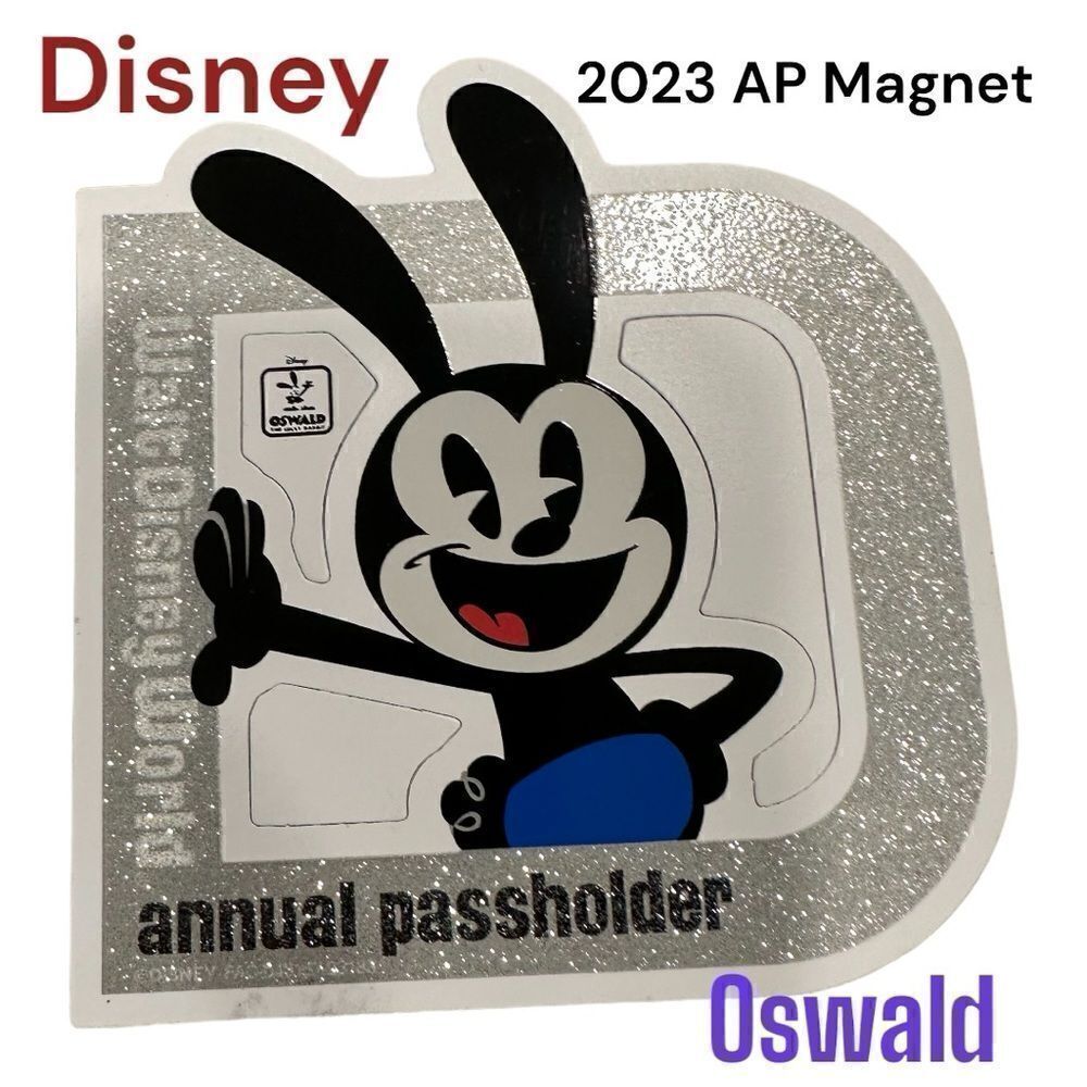 2023 New Disney WDW AP Authentic Annual Passholder Car Magnet Oswald sparkly